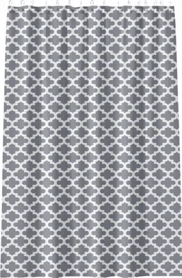 Zdjęcie produktu dla Zasłonka Prysznicowa 180X180 Cm Szara Biały Geometryczny Wzór Łazienkowa