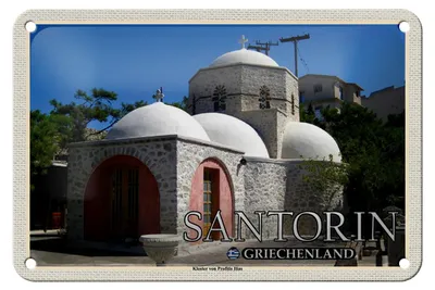 Produktbild von Blechschild Reise 18x12cm Santorin Griechenland Kloster Profitis