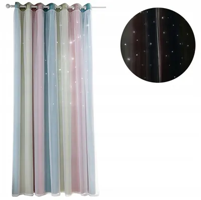 Zdjęcie produktu dla Zasłony Dziecięce Starlight Z Wydrążonymi Gwiazdami Zaciemniające 134X160Cm