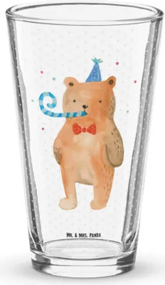 Produktbild von Mr. & Mrs. Panda Glas Bär Geburtstag - Transparent - Geschenk, Bierglas, Glückwunsch, Happy Birthday, Tumbler, Pint, Wasserglas, Alles Gute, Teddy, Cocktailglas