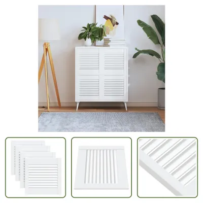 Image de The Living Store Portes d'armoire design à lamelles 4 pcs Blanc 39,5x39,4 cm Bois massif