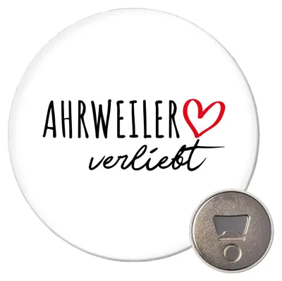Produktbild von Huuraa Magnet Ahrweiler verliebt 59mm Kühlschrankmagnet rund Flaschenöffner Geschenkidee