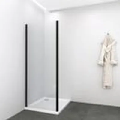 Produktbild von Sanotechnik Elite Black Fixglaselement für Eckdusche, Schwarz, 88,5-90x195 cm, 8mm ESG-Sicherheitsglas