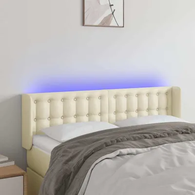 Produktbild von The Living Store LED Kopfteil Creme 147x16x78/88 cm Kunstleder