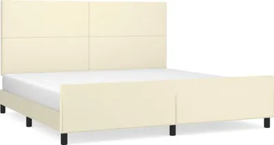 Produktbild von vidaXL Bettgestell mit Kopfteil Creme 200x200 cm Kunstleder