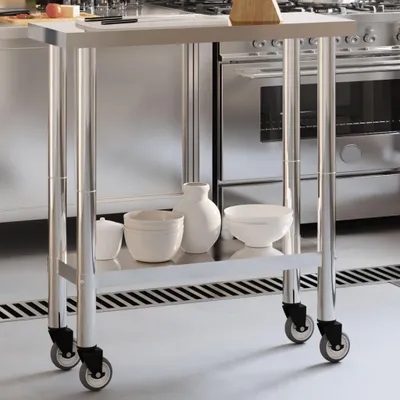 Obrázek produktu pro Kuchyňský pracovní stůl s kolečky nerezová ocel 82.5 x 30 x 85 cm
