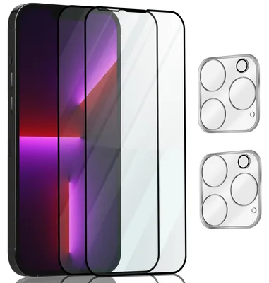 Zdjęcie produktu dla 2-pak iPhone 13 Pro Szkło ochronne na ekran & 2-pak ochrona obiektywu - Szkło hartowane 9H - Super jakość 3D