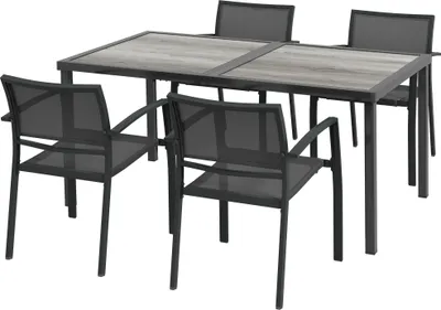 Produktbild von Gartenmöbel-Set Gartensitzgruppe, 1 Tisch, 4 Stühle, 150 x 87 x 72 cm, Grau
