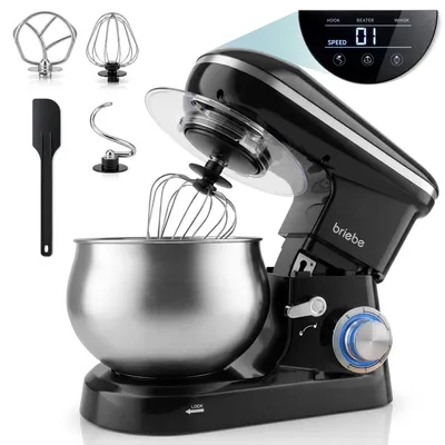 Immagine prodotto di Briebe KM1164 Impastatrice da cucina, vasca in acciaio inox da 5L, 6 velocità LED touchscreen nero