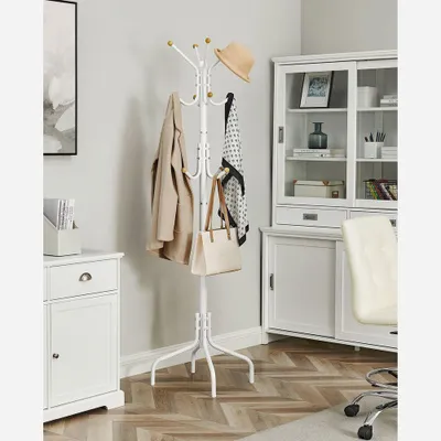 Obrázek produktu pro Kovová skříňka na boty a kabáty s háčky – bílá – 55 x 55 x 180 cm