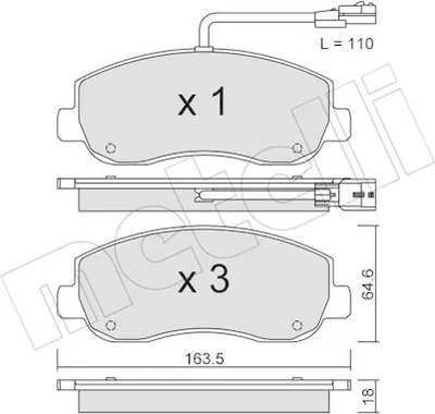 Produktbild von METELLI Bremsbeläge Satz Vorne Bremsklötze für RENAULT MASTER III Kasten (FV) 22-0898-0
