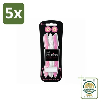 Productafbeelding van 5 x Wilkinson Intuition Perfect Finish wenkbrauwvormer - 3 mesjes - voordeelverpakking - 5 stuks