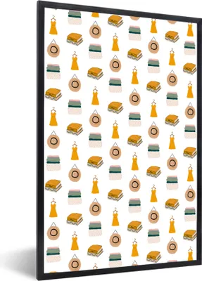 Produktbild von MuchoWow® MuchoWow® Gerahmtes Poster Kleidung - Muster - Farben 20x30 cm - Poster mit zchwarzem Bilderrahmen - Drucken - Bilder Poster im Rahmen