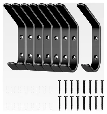 Produktbild von 8 Stück Garderobenhaken Garderobenleiste Hakenleiste Wand Schwarz für Schlafzimmer Bad Küche