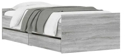 Productafbeelding van vidaXL Bedframe met lades, grijs Sonoma, 100x200 cm