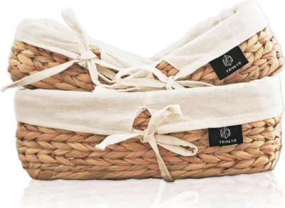 Produktbild von Eckige Brotkörbchen Wasserhyazinthe | Brotkorb Scandi Style 3er Set