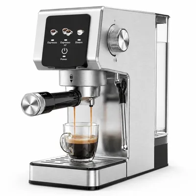 Image de Machine à expresso 20 bars avec écran tactile et mousseur à lait, machine à porte-filtre en acier inoxydable de 1 300 W, thermobloc, réservoir d'eau de 1,2 l