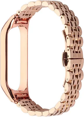 Produktbild von Strap-it Metallarmband - Kompatibel mit Xiaomi Mi Band 7 Armband Ersatzarmband Edelstahl - Faltschließe - Hochwertiges Material - für Mi Band 7 Armband Gold