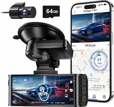 Immagine prodotto di REDTIGER Telecamera per auto 4K anteriore posteriore 3,18" 64G GPS 2160P visibilità notturna