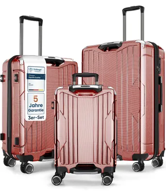 Produktbild von 4FLY Aluminium-Rahmen Hartschalen Reisekoffer Set 3-teilig Ultraleicht (M/L/XL) aus PC+ABS – mit TSA-Schloss, 4 Spinner-Doppelrollen, Handgepäck