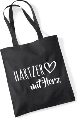 Produktbild von Huuraa Jutebeutel Hartzer mit Herz 10 Liter Black Baumwolle Tasche Geschenkidee