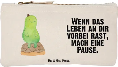 Produktbild von Mr. & Mrs. Panda Kulturtasche Schildkröte Pause Größe S Klein - Weiß - Geschenk, Entschleunigen, Mäppchen, Kosmetiktasche, Beauty Bag, Etui, Waschtasche, Federmappe
