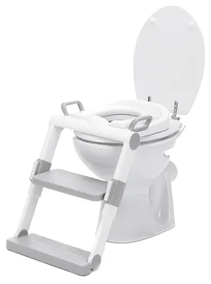 Produktbild von Toilettentrainer klappbar höhenverstellbar mit Haltegriffen, rutschfest, weiß/grau, 39x35x51 cm