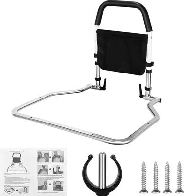 Image de Barrière de lit, hauteur réglable, facilement pliable, BLANC