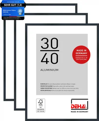 Produktbild von DEHA 3er SET Aluminium Bilderrahmen Tribeca, 30x40 cm, Struktur Schwarz Matt