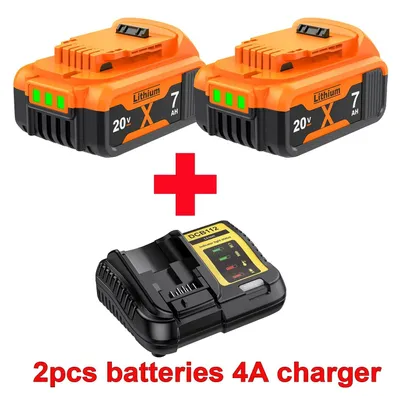 Produktbild von Ersatzakku für Elektrowerkzeuge - DCB200 Akku - 20V Li-Ion - 7000 mAh hohe Kapazität - kompatibel mit DCB205 DCB206 DCB606 - Beige