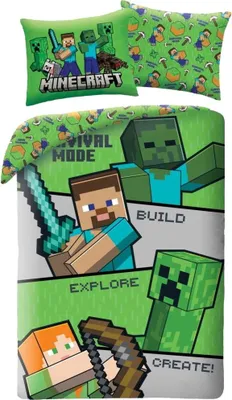 Produktbild von Minecraft Bettbezug explore - 140 x 200 cm - 70 x 90 cm -  Polyester