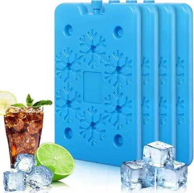 Immagine prodotto di Confezione da 4 batterie refrigeranti ultraleggere per mini-frigoriferi, ricaricabili, peso: 200 g, dimensioni: 16 x 11 x 1,8 cm, capacità di raffreddamento: 12 ore