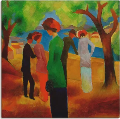 Produktbild von ARTland Leinwandbild Dame in grüner Jacke Größe: 70x70 cm