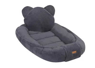 Produktbild von Premium Babynestchen mit Kissen | Kuscheliges Babynest Teddy-Stoff | Neugeborenen Kuschelbett Multifunktional | Farbe: Grau / Teddy