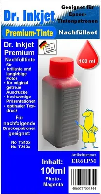 Produktbild von ER61PM - Photomagenta - Dr.Inkjet Pigmentierte Premium Nachfülltinte 100ml für Ihren Epson Drucker