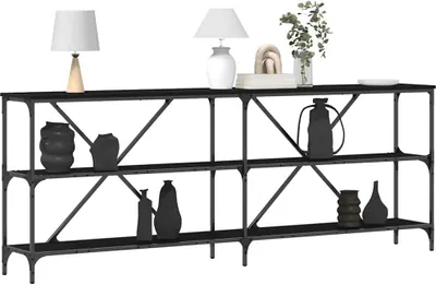 Image de Table console Chêne noir 200 x 30 x 75 cm Bois d'ingénierie