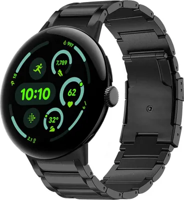 Produktbild von Strap-it Titanium Armband passend für Google Pixel Watch 3 - 45mm / Google Pixel Watch 4 45mm - Schwarz