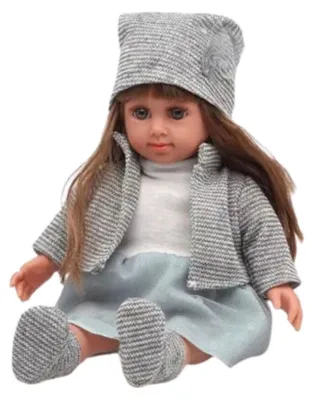 Obrázok produktu pre Bábika v modrých šatách Sveter Mikina Rukavice Klobúk 36,5 cm