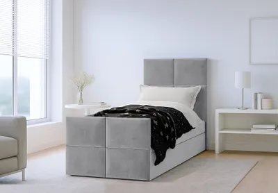 Produktbild von AX LIVING Boxspringbett Grau Aleyna Bett 90 x 200 mit Bettkasten