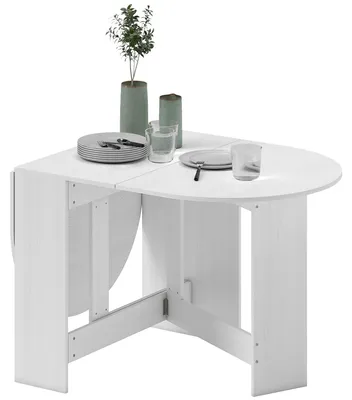 Produktbild von Klapptisch fš¹r 6 Personen mit 2 ovalen Holzklappplatten, 163 x 80 x 75 cm, Wei?