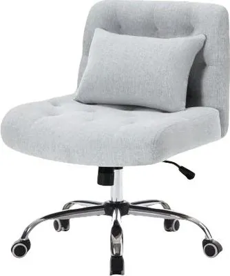 Produktbild von Bürostuhl Ohne Armlehnen, Leinen Drehstuhl, Breiter Sitz, Ergonomisch mit Lendenkissen, PolyurethanRollen,160KG