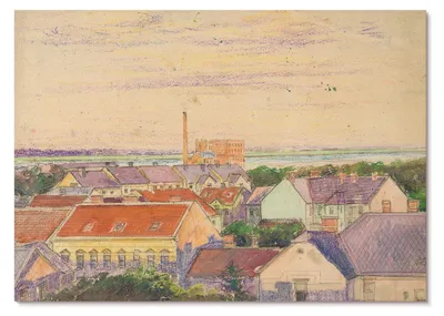 Zdjęcie produktu dla PLAKAT – 84 x 59 cm (A1) – Egon Schiele – Widok miasta autorstwa Egona Schiele, ilustracja – dekoracja ścienna do salonu, sypialni i przedpokoju, nowoczesny plakat, bez ramy