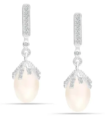 Imagen del producto de Aretes Bibei Imperial Pearl para mujer, fabricados en plata de ley 925 y con circonitas, modelo BIPE038