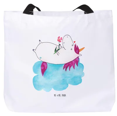 Produktbild von Mr. & Mrs. Panda Tote Bag Einhorn Verliebt - Weiß - Geschenk, Strandtasche, Freundin, Beutel, Reisetasche, Schultasche, Unicorn, Tasche, Wolke, Einhörner, Liebe