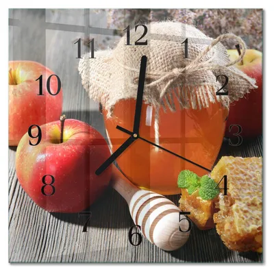 Produktbild von Tulup Glasuhr Wanduhr Küchenuhr Echt-Glas 30x30 cm Modern Dekorativ Geräuschlos Schwarzen Zeigern - Apfelhonig