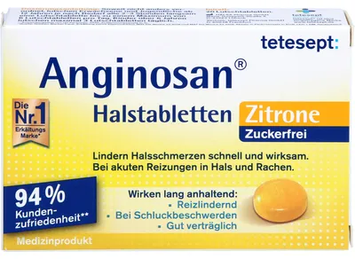 Produktbild von Tetesept Anginosan Halstabletten Zitrone Zuckerfrei (20 er )