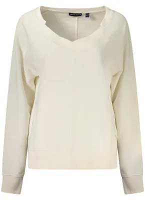 Immagine prodotto di Felpa da donna con scollo a V, bianca - Design sostenibile e stile