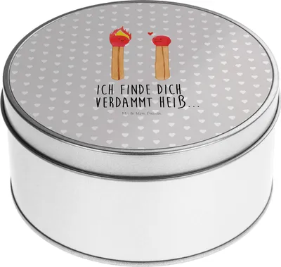 Produktbild von Mr. & Mrs. Panda Metallbox Streichhölzer - Grau Pastell - Geschenk, Liebesbeweis, Liebesgeschenk, Erinnerungsbox, Teedose, Blechdose, zuckerdose, Dose, Heiraten