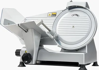 Obrázek produktu pro SucceBuy elektrický univerzální kráječ s příkonem 320 W, 25cm nožem a nastavitelnou tloušťkou řezu 0-10 mm, ideální na mražené maso, šunku a steaky