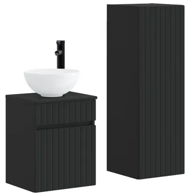 Image de Ensemble de meubles de salle de bain vidaXL, 2 pièces, noir, 33 x 34,5 x 100 cm